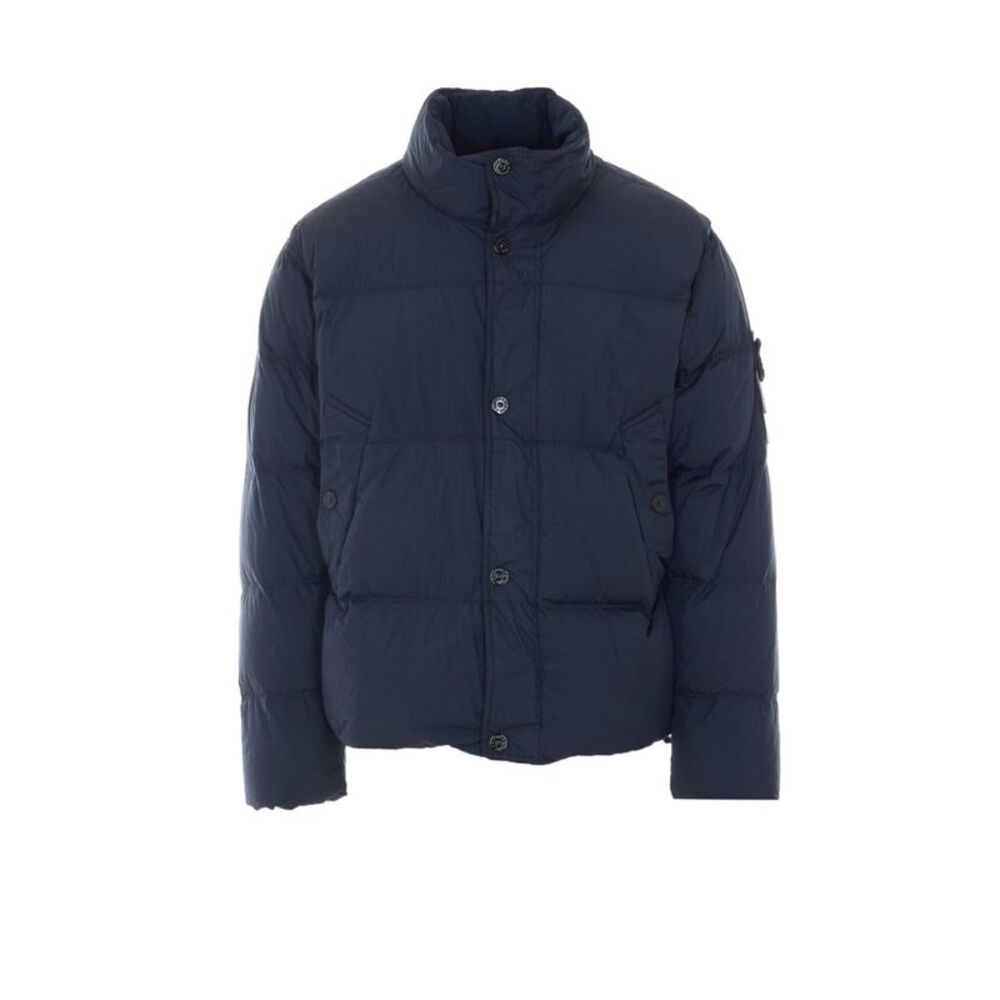 Stone Island Men Logo Garment Dyed Crinkle Reps Down Jacket